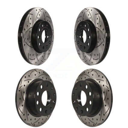 Front Rear Drilled Slot Disc Brake Rotors Kit For Volkswagen Jetta Beetle Golf SportWagen KD-100285