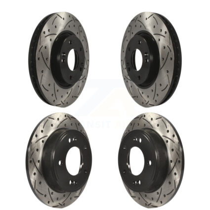 Front Rear Coat Drill Slot Disc Brake Rotor Kit For Kia Forte Hyundai Veloster Forte5 Koup KD-100286