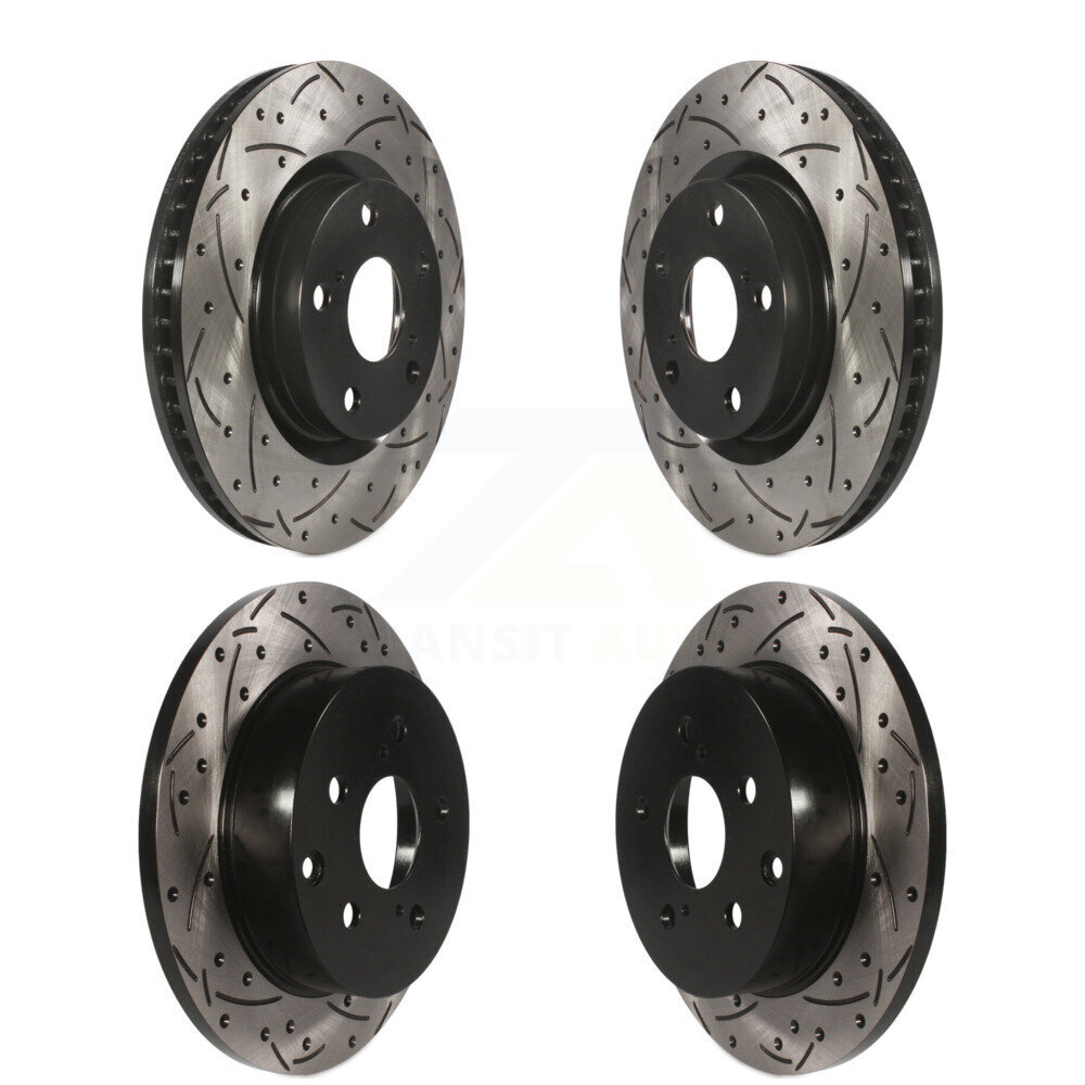 Front Rear Coated Drilled Slotted Disc Brake Rotors Kit For Toyota RAV4 KD-100288
