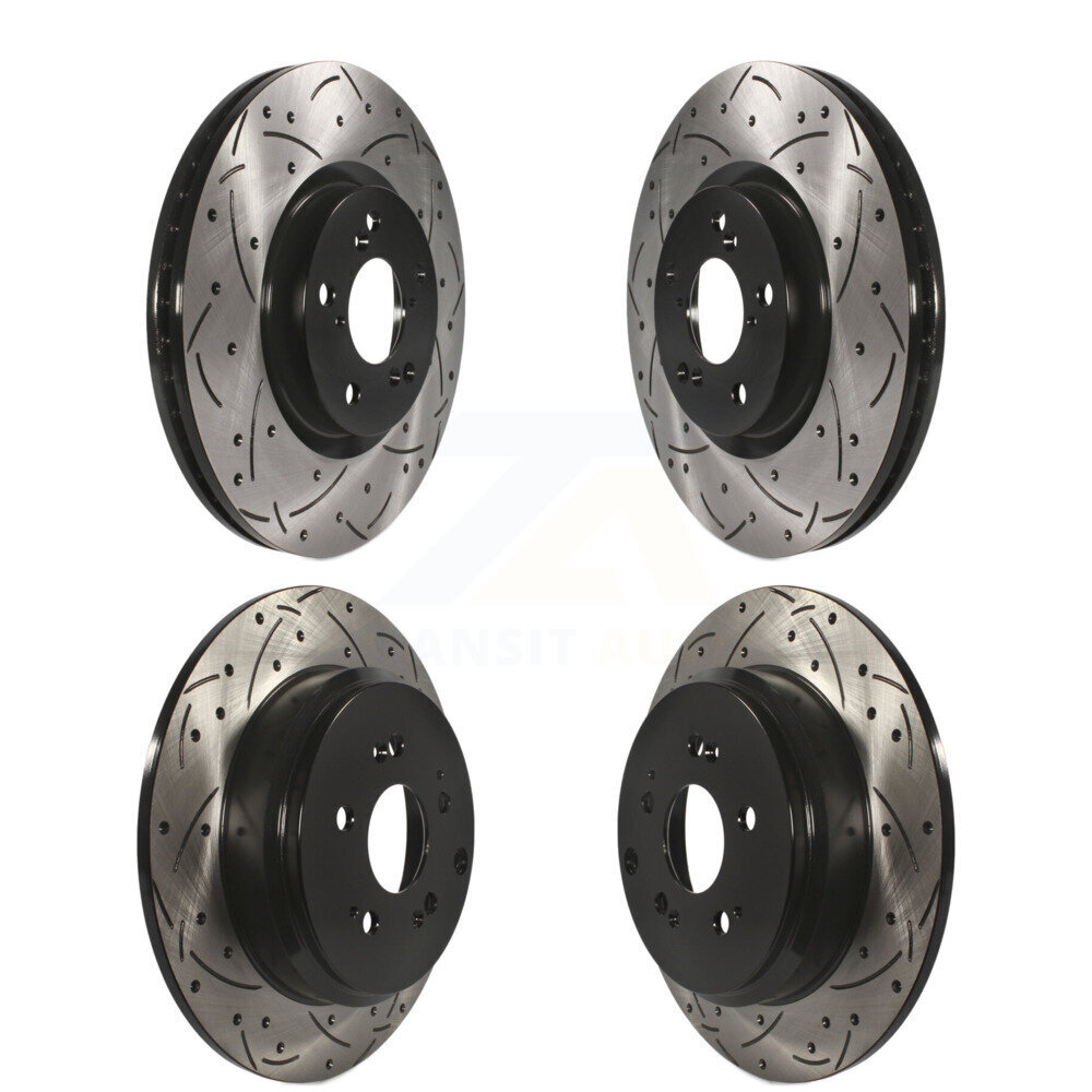 Front Rear Coated Drilled Slotted Disc Brake Rotors Kit For Honda Pilot Acura MDX ZDX KD-100297