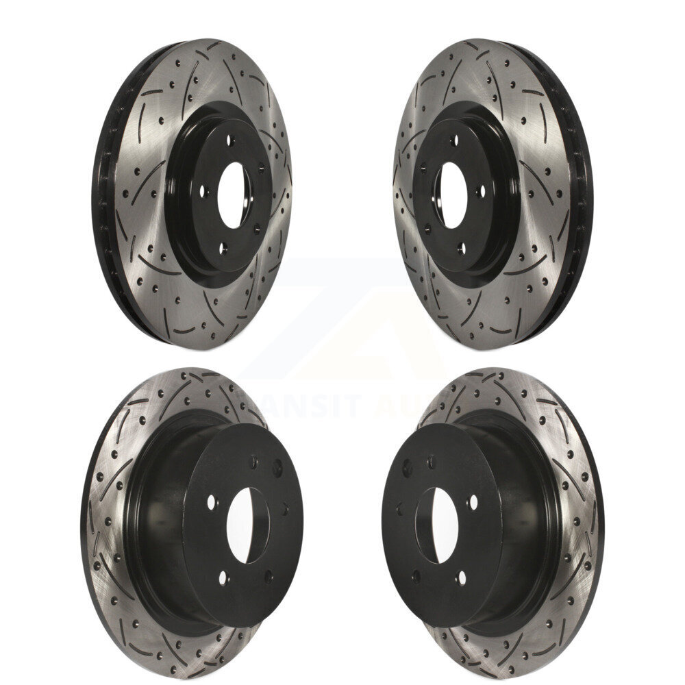 Front Rear Coated Drill Slot Disc Brake Rotors Kit For 2007-2012 Nissan Sentra SE-R Spec V KD-100310