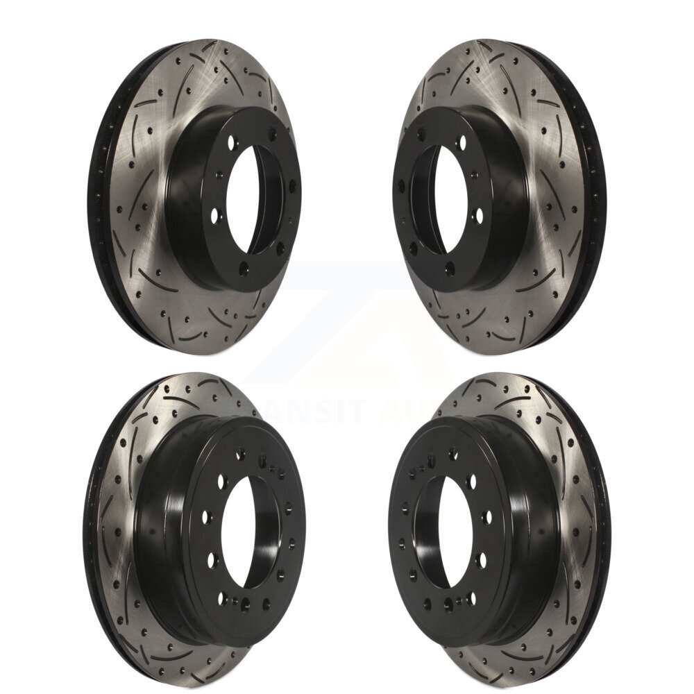 Front Rear Coated Drilled Slotted Disc Brake Rotors Kit For 2010-2014 Toyota FJ Cruiser KD-100317