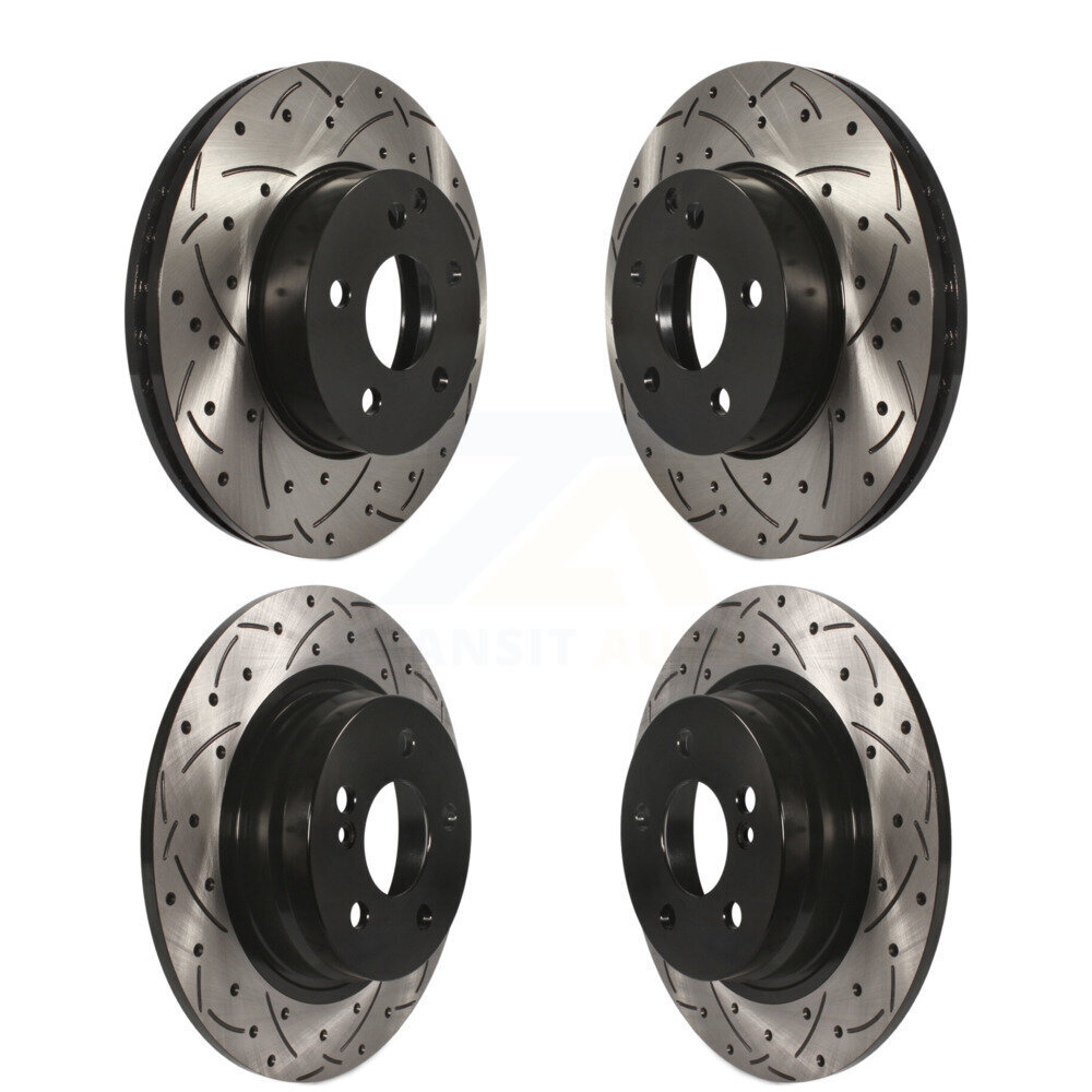 Front Rear Coated Drilled Slotted Disc Brake Rotors Kit For Mercedes-Benz C250 C230 KD-100325