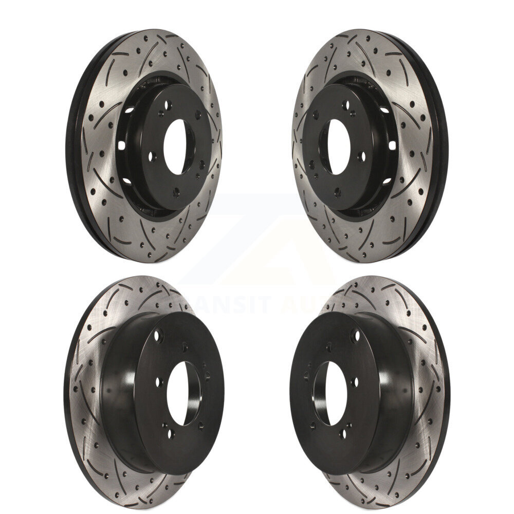 Front Rear Coated Drilled Slotted Disc Brake Rotors Kit For Mitsubishi Lancer KD-100333