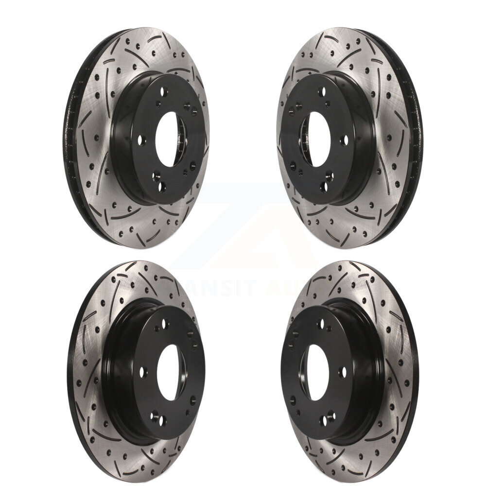 Front Rear Coated Drilled Slotted Disc Brake Rotors Kit For Honda Civic Acura ILX KD-100336