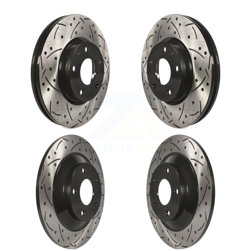 Front Rear Coated Drilled Slotted Disc Brake Rotors Kit For 2013-2015 Mazda CX-5 KD-100338