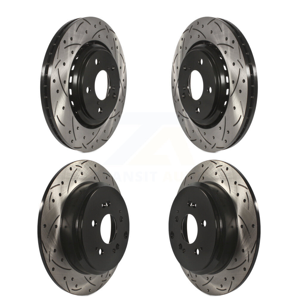 Front Rear Coated Drilled Slotted Disc Brake Rotors Kit For 2015-2017 Honda Odyssey KD-100345