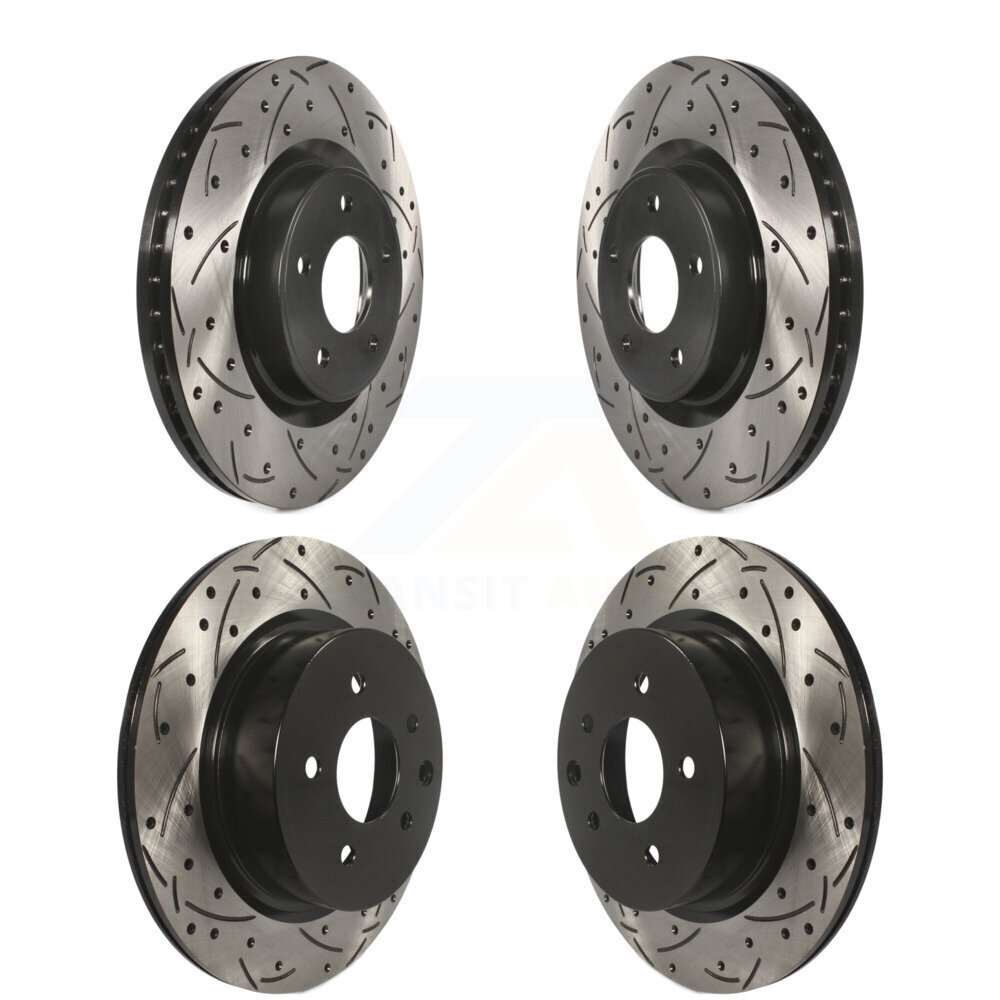 Front Rear Coated Drilled Slotted Disc Brake Rotors Kit For 2016-2017 INFINITI QX50 KD-100347
