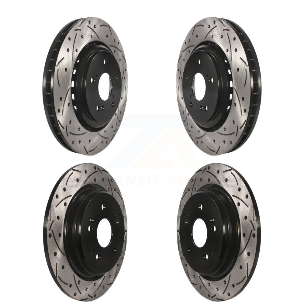 Front Rear Coated Drilled Slotted Disc Brake Rotors Kit For 2015-2020 Acura TLX KD-100349