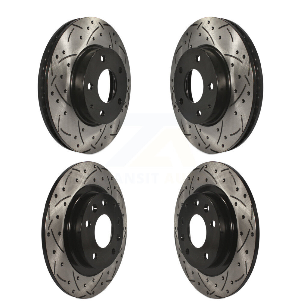Front Rear Coated Drilled Slotted Disc Brake Rotors Kit For 2016-2018 Mazda CX-3 FWD KD-100354