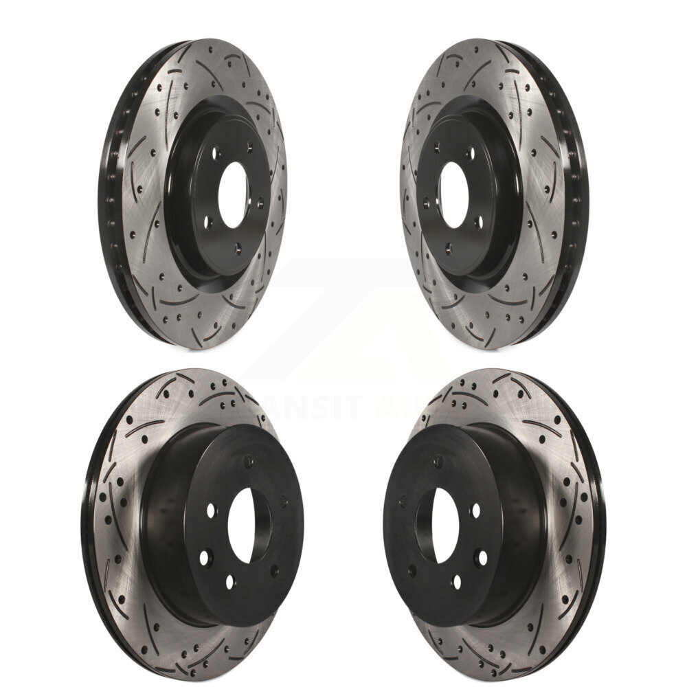 Front Rear Coated Drilled Slotted Disc Brake Rotors Kit For Nissan Rogue KD-100356
