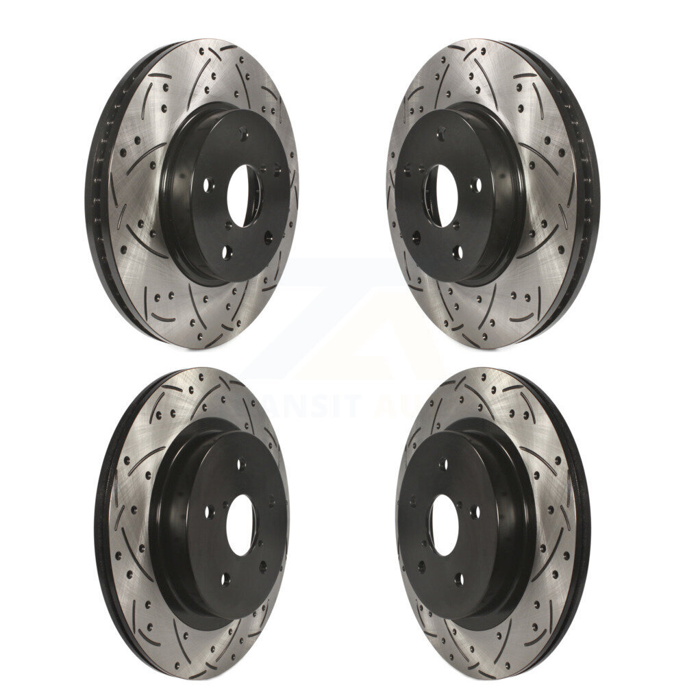 Front Rear Coated Drilled Slotted Disc Brake Rotors Kit For 2015-2019 Subaru Legacy 2.5L KD-100358