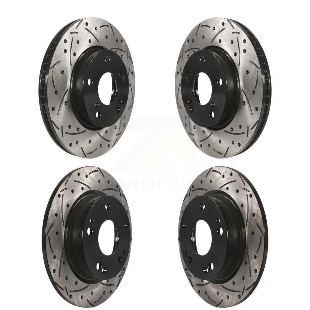 Front Rear Coated Drilled Slotted Disc Brake Rotors Kit For Honda Civic Insight KD-100360