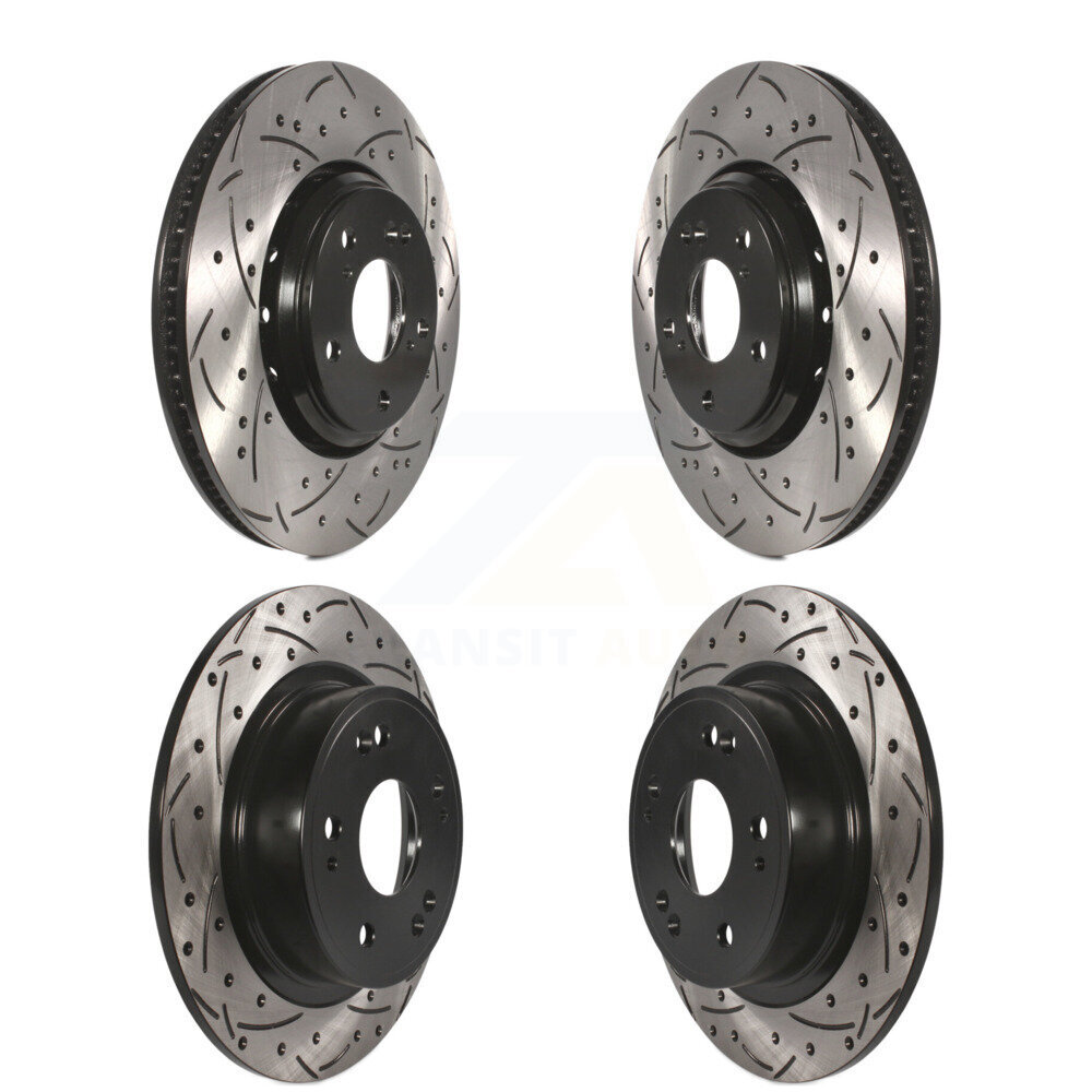 Front Rear Coated Drilled Slotted Disc Brake Rotors Kit For Honda Accord Acura ILX KD-100361