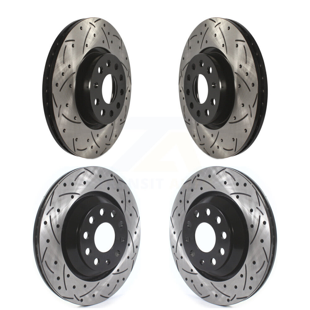 Front Rear Coated Drilled Slotted Disc Brake Rotors Kit For Volkswagen CC Passat KD-100374