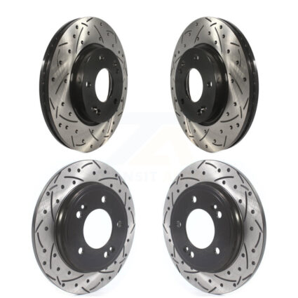 Front Rear Drilled Slot Brake Rotor Kit For 2019-2021 Hyundai Veloster Naturally Aspirated KD-100377