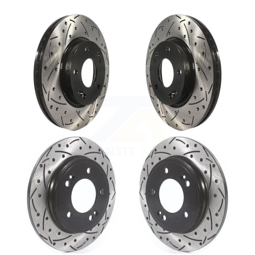 Front Rear Drilled Slot Brake Rotor Kit For 2019-2021 Hyundai Veloster Naturally Aspirated KD-100377