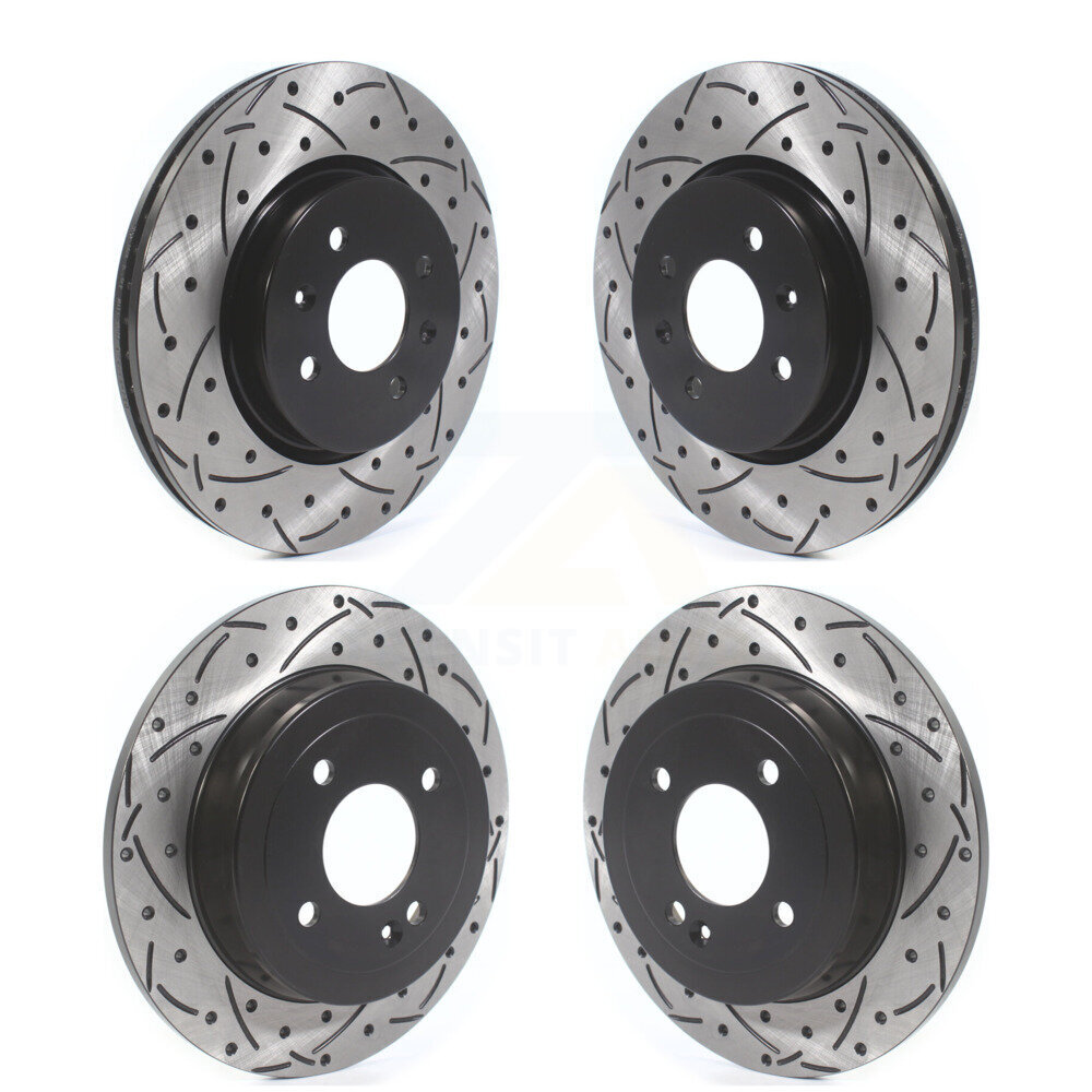 Front Rear Coated Drilled Slotted Disc Brake Rotors Kit For Kia Rio Hyundai Accent KD-100378