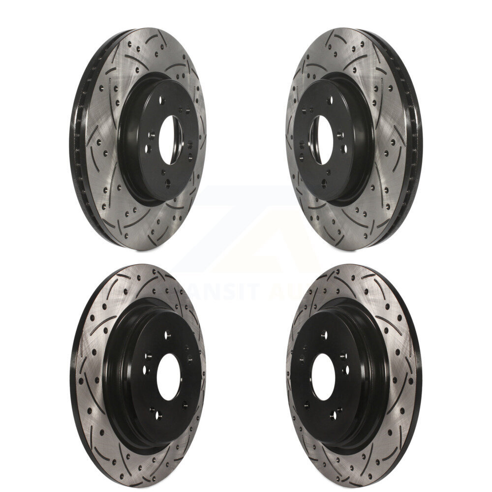 Front Rear Coated Drilled Slotted Disc Brake Rotors Kit For 2020 Honda CR-V 2.0L KD-100379