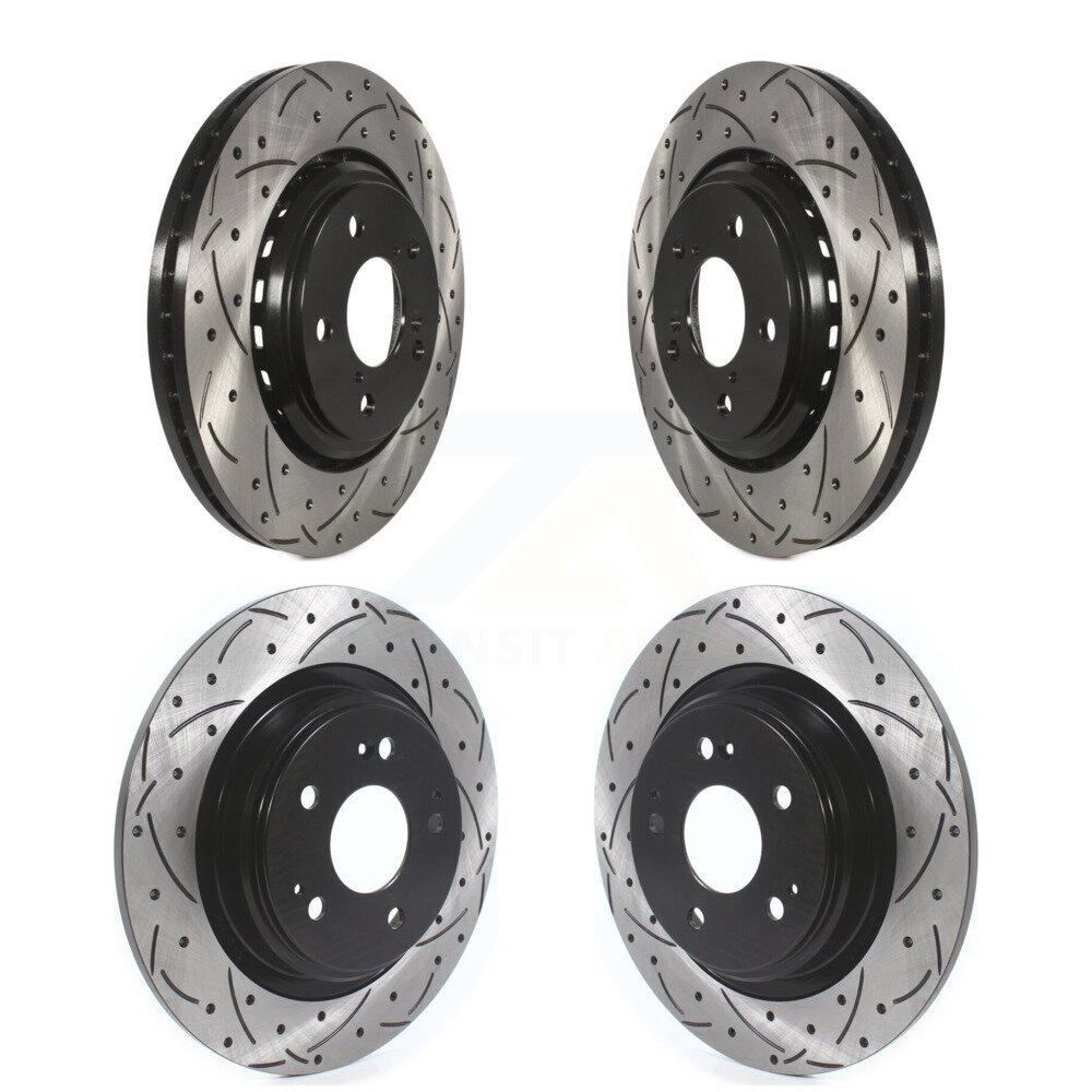 Front Rear Coated Drilled Slotted Disc Brake Rotors Kit For Acura MDX KD-100380