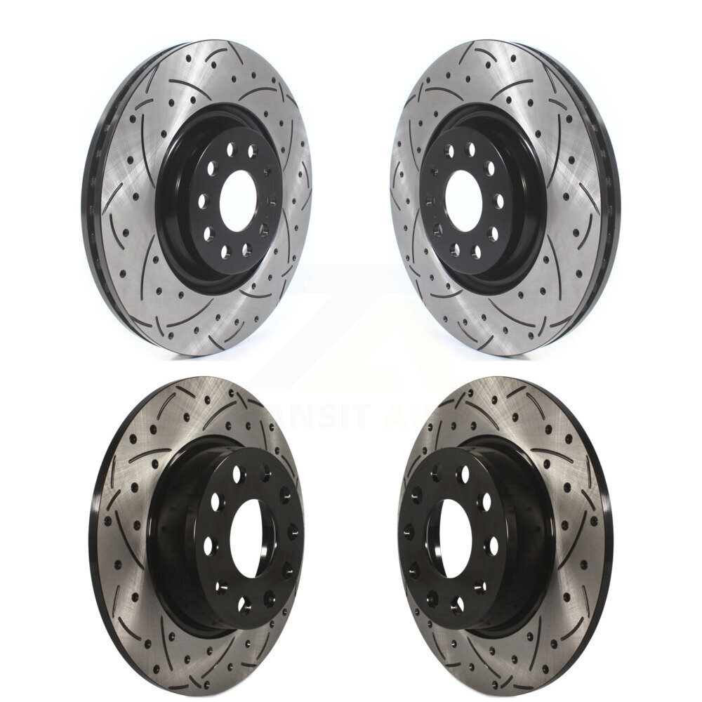 Front Rear Drill Slot Brake Rotors Kit For Audi A3 Quattro With 340mm Diameter Rotor KD-100382