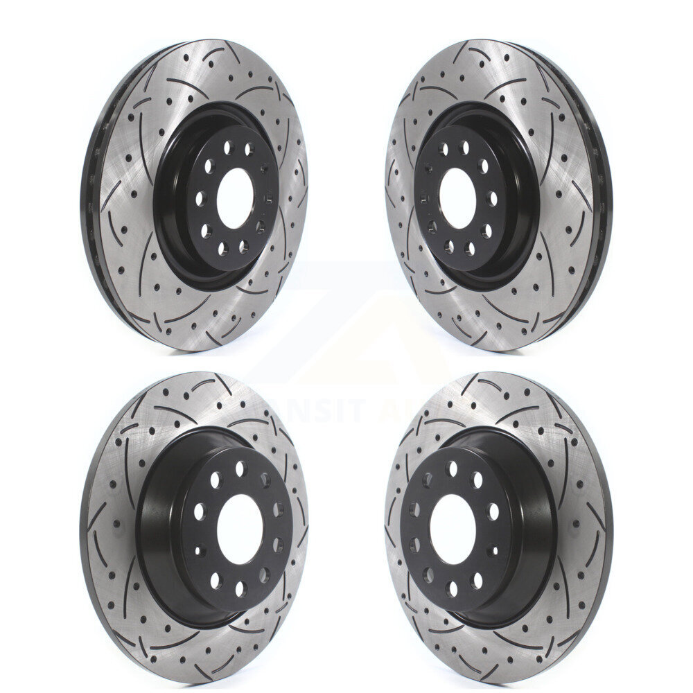 Front Rear Coated Drilled Slotted Disc Brake Rotors Kit For Volkswagen Tiguan Jetta KD-100383