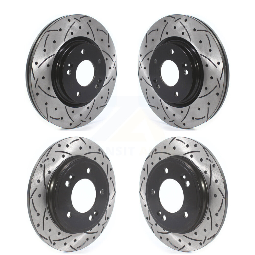 Front Rear Coated Drilled Slot Disc Brake Rotor Kit For Hyundai Elantra Kia Forte Veloster KD-100385