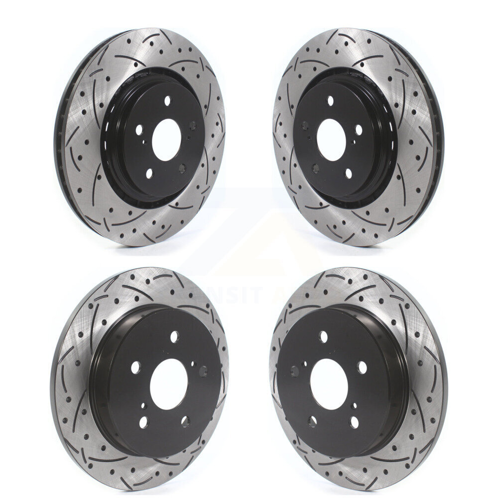 Front Rear Coated Drilled Slotted Disc Brake Rotors Kit For Toyota Camry Avalon KD-100386