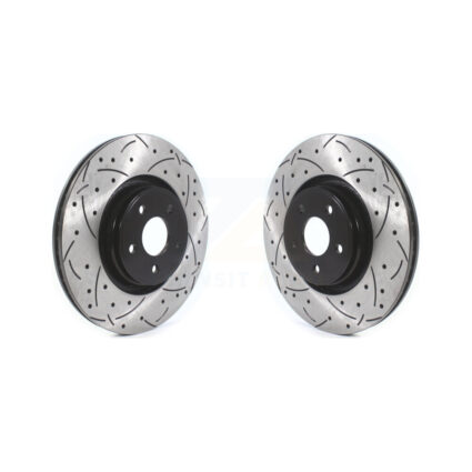 Front Coated Drilled Slotted Disc Brake Rotors Pair For Ford Focus Lincoln MKC KD-100401
