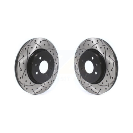 Front Coated Drilled Slotted Disc Brake Rotors Pair For Kia Rio Hyundai Accent KD-100403