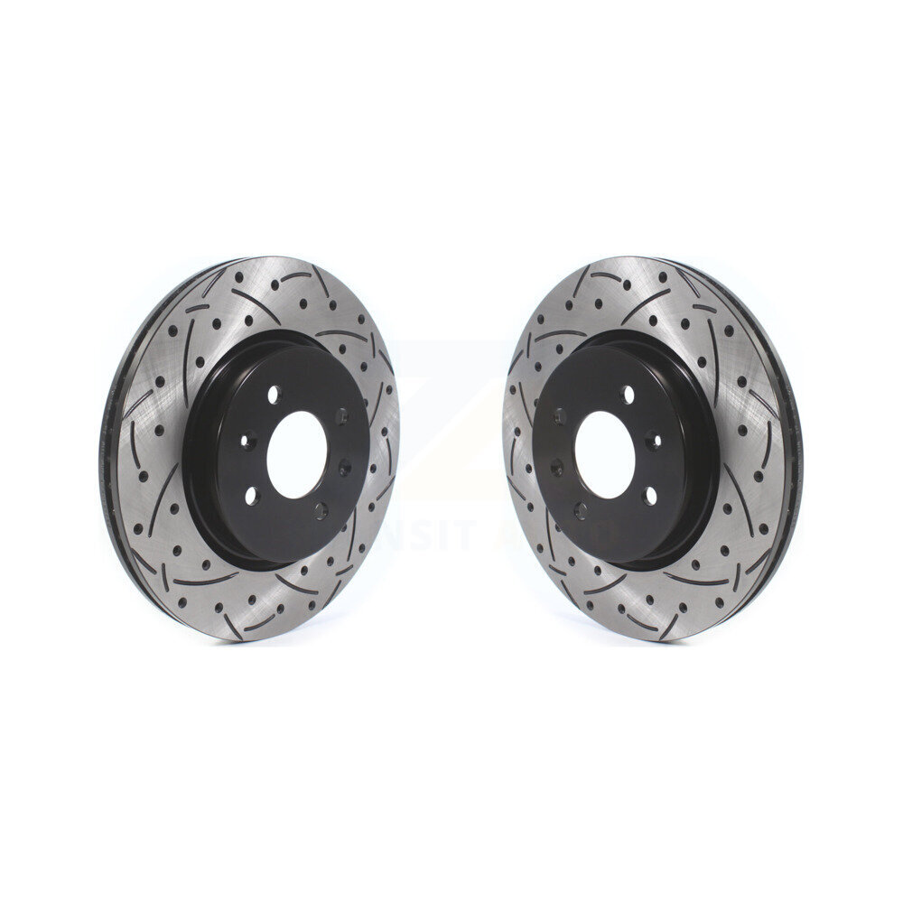 Front Coated Drilled Slotted Disc Brake Rotors Pair For Kia Rio Hyundai Accent KD-100403
