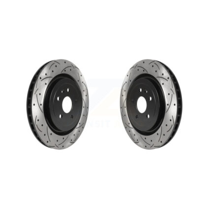 Rear Coated Drilled Slotted Disc Brake Rotors Pair For Chevrolet Camaro Cadillac CTS KD-100412