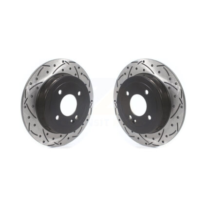 Rear Coated Drilled Slotted Disc Brake Rotors Pair For Hyundai Accent Kia Rio KD-100414
