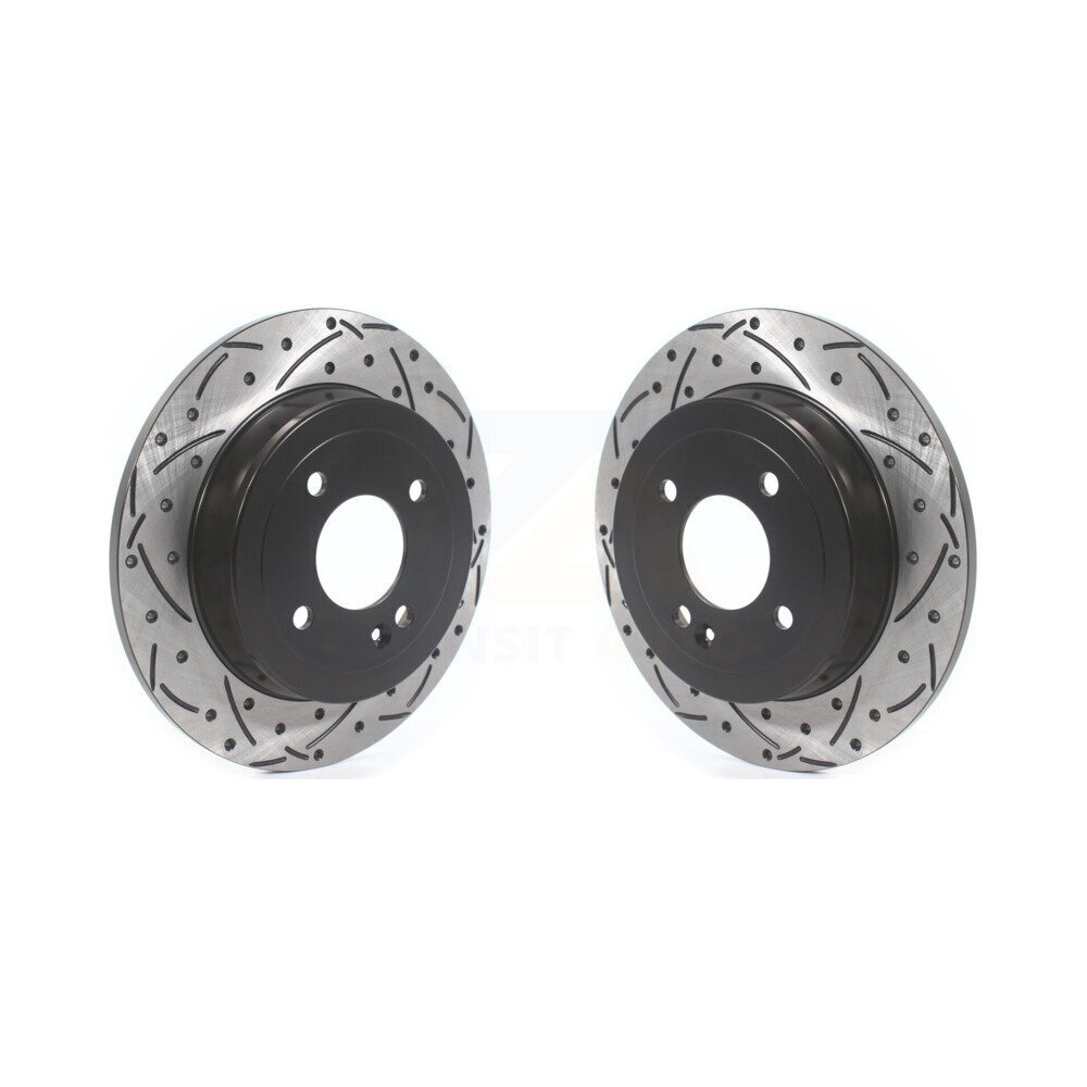Rear Coated Drilled Slotted Disc Brake Rotors Pair For Hyundai Accent Kia Rio KD-100414