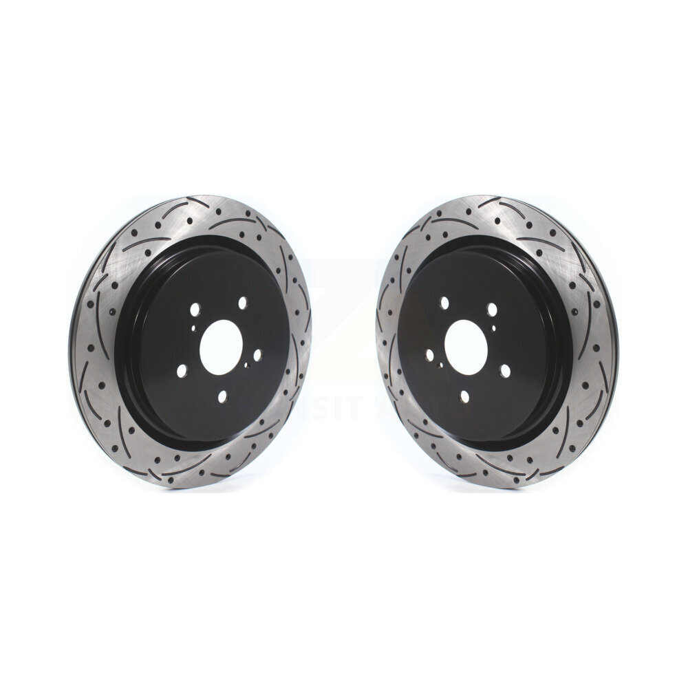Rear Coated Drilled Slotted Disc Brake Rotors Pair For Lexus RX350 RX450h RX350L RX450hL KD-100416