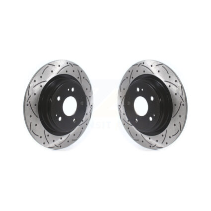 Rear Coated Drilled Slotted Disc Brake Rotors Pair For 2017-2020 Acura MDX KD-100417