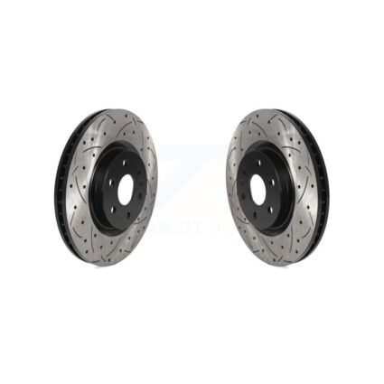Front Coated Drilled Slotted Disc Brake Rotors Pair For Cadillac SRX Saab 9-4X KD-100423
