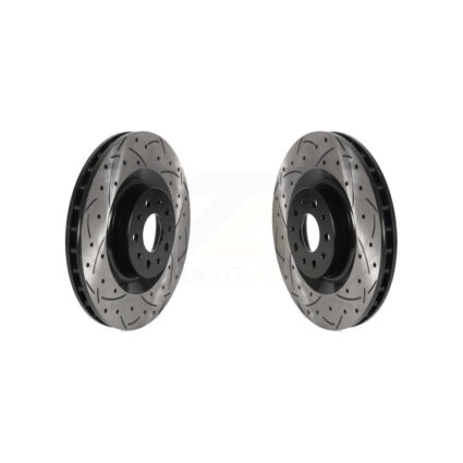 Front Coated Drilled Slotted Disc Brake Rotors Pair For 2014-2020 Fiat 500L KD-100431