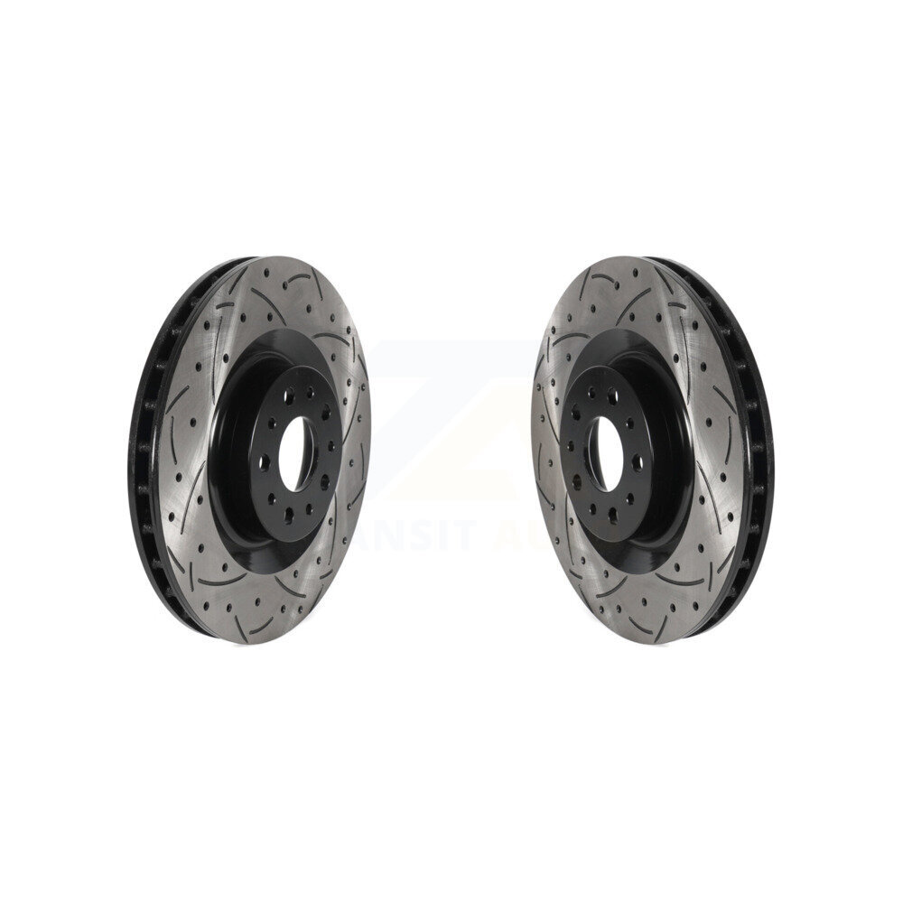 Front Coated Drilled Slotted Disc Brake Rotors Pair For 2014-2020 Fiat 500L KD-100431