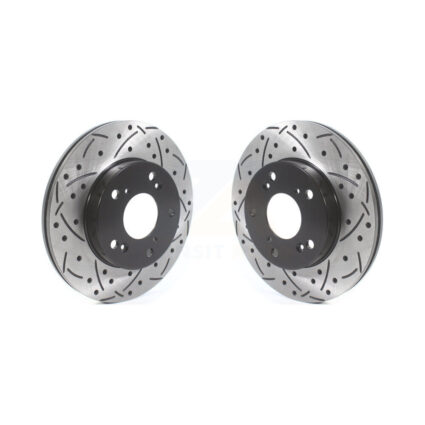 Front Coated Drilled Slotted Disc Brake Rotors Pair For Honda Civic Acura RSX CR-Z KD-100434