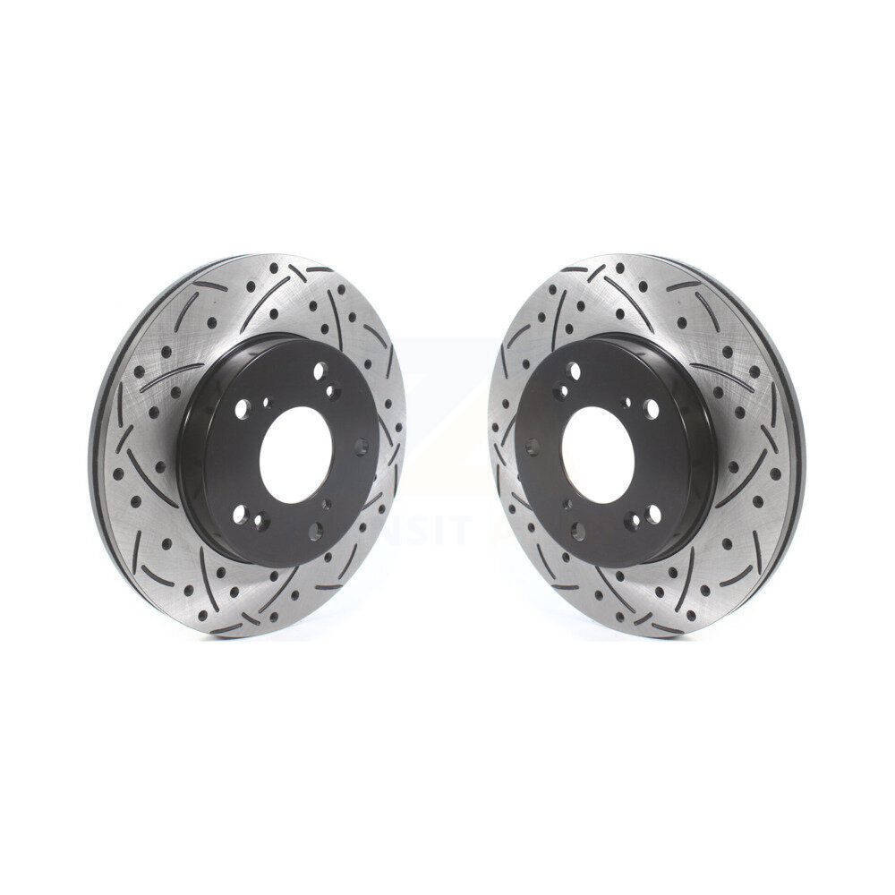 Front Coated Drilled Slotted Disc Brake Rotors Pair For Honda Civic Acura RSX CR-Z KD-100434