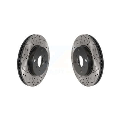 Front Coated Drilled Slotted Disc Brake Rotors Pair For Toyota Yaris Prius C Scion iQ KD-100438