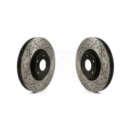 Front Coated Drilled Slotted Disc Brake Rotors Pair For INFINITI G37 G35 Q60 KD-100440