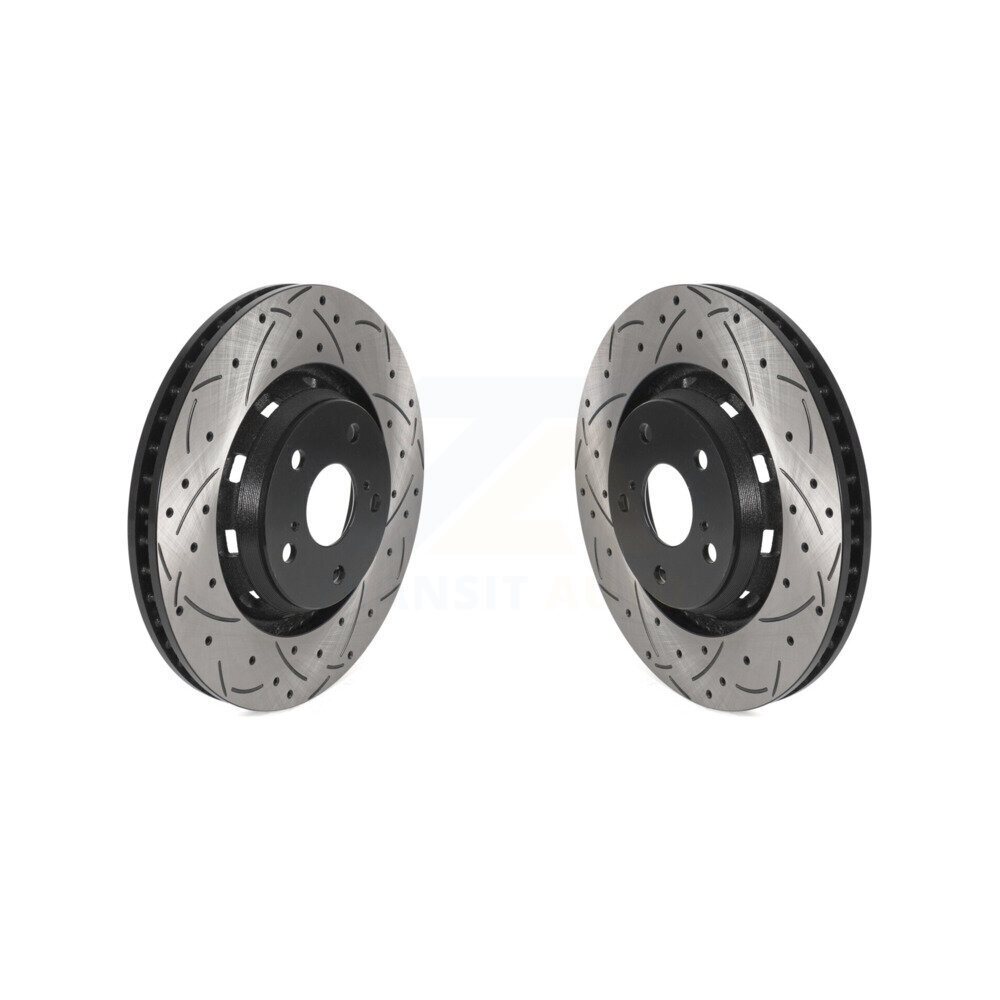 Front Coated Drilled Slotted Disc Brake Rotors Pair For 2009-2016 Toyota Venza KD-100444
