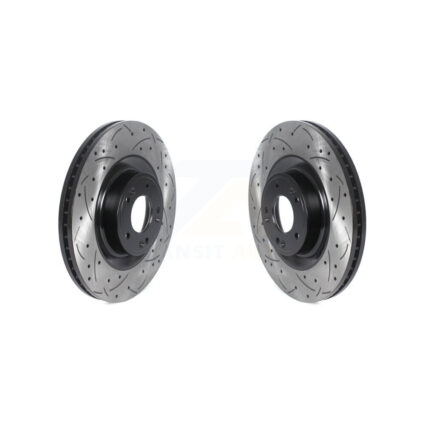 Front Coated Drilled Slotted Disc Brake Rotors Pair For Hyundai Genesis G80 Equus Kia K900 KD-100445