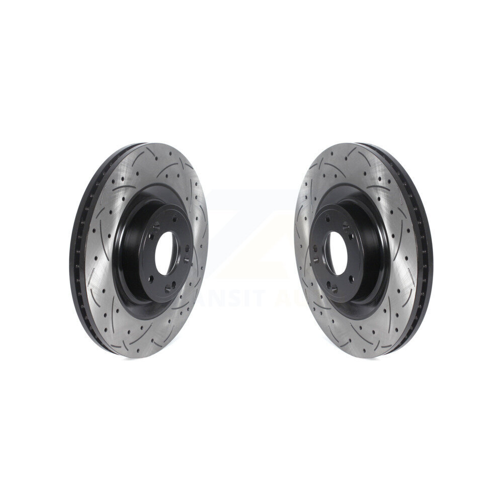 Front Coated Drilled Slotted Disc Brake Rotors Pair For Hyundai Genesis G80 Equus Kia K900 KD-100445