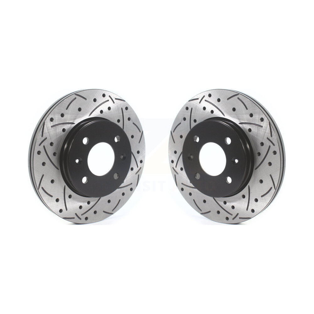 Front Coated Drilled Slotted Disc Brake Rotors Pair For Hyundai Accent Kia Rio KD-100450