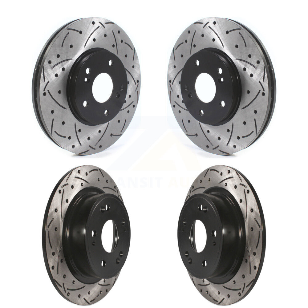 Front Rear Coated Drilled Slotted Disc Brake Rotors Kit For Honda Accord Acura TSX KD-100468