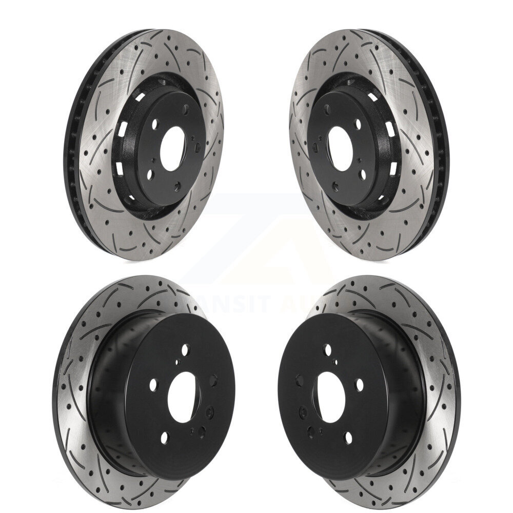 Front Rear Coated Drilled Slotted Disc Brake Rotors Kit For 2009-2016 Toyota Venza KD-100494