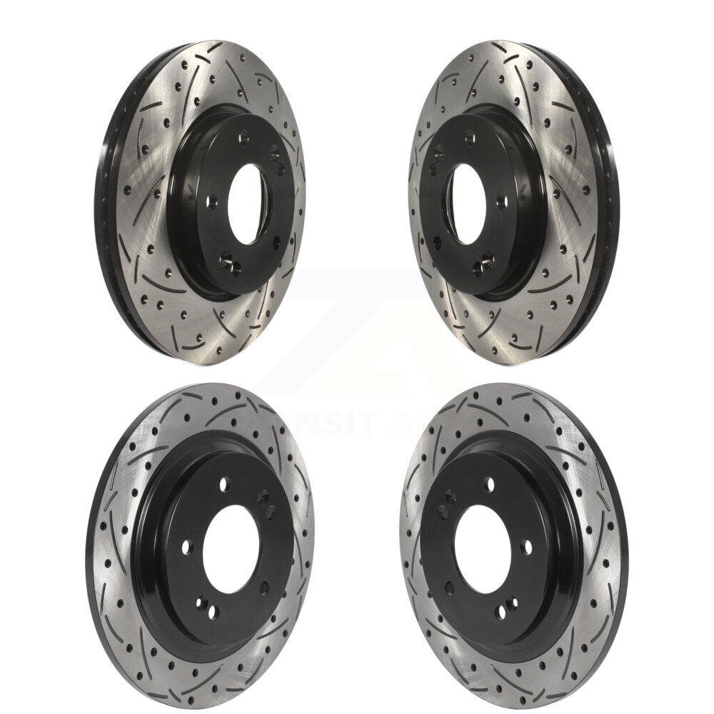 Front Rear Coated Drilled Slotted Disc Brake Rotors Kit For Kia Forte5 Hyundai Elantra GT KD-100497